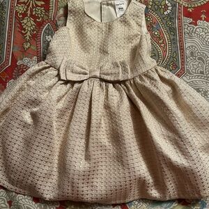 Elegant Cream Gold Kids Dress with Bow 9 mo Carters